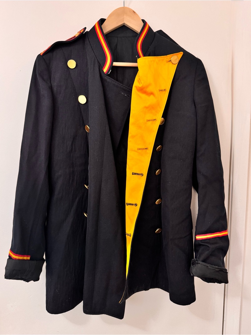 Vintage 70s Sol Frank Marching Band Uniform Jacket Black Gold Military